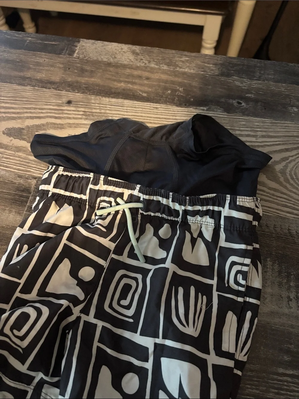 Boys swim trunks Black and white Geo Print Swim Shorts